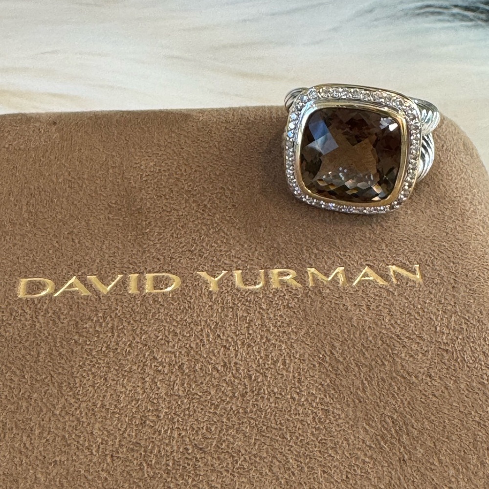 David Yurman Smoky Quartz & Diamond Sterling Ring - Size 7 - Picture 11 of 16